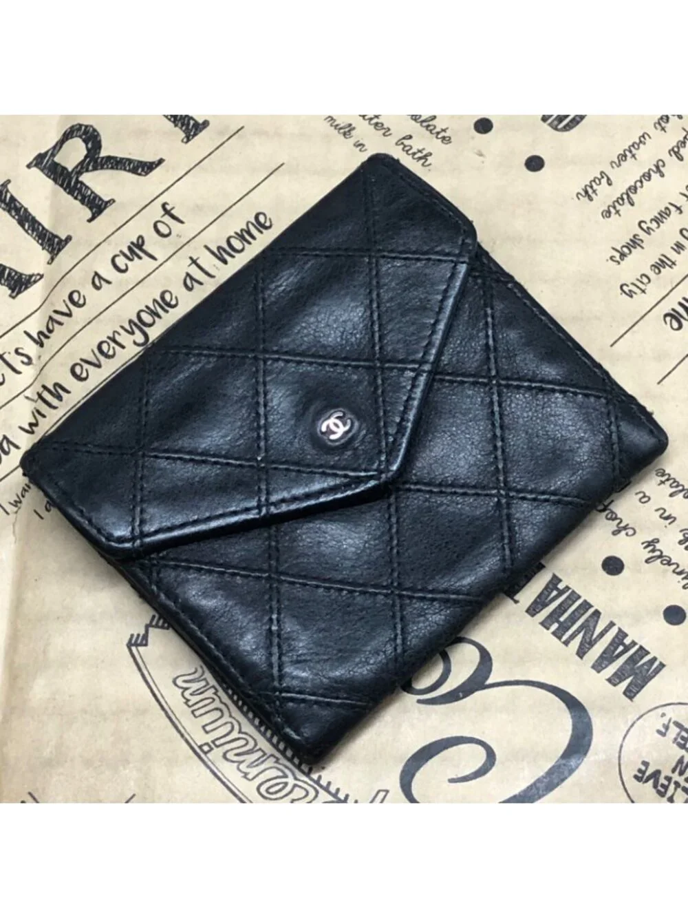 Chanel Coin Purse Wallet Card Caviar Leather Black CC Logo